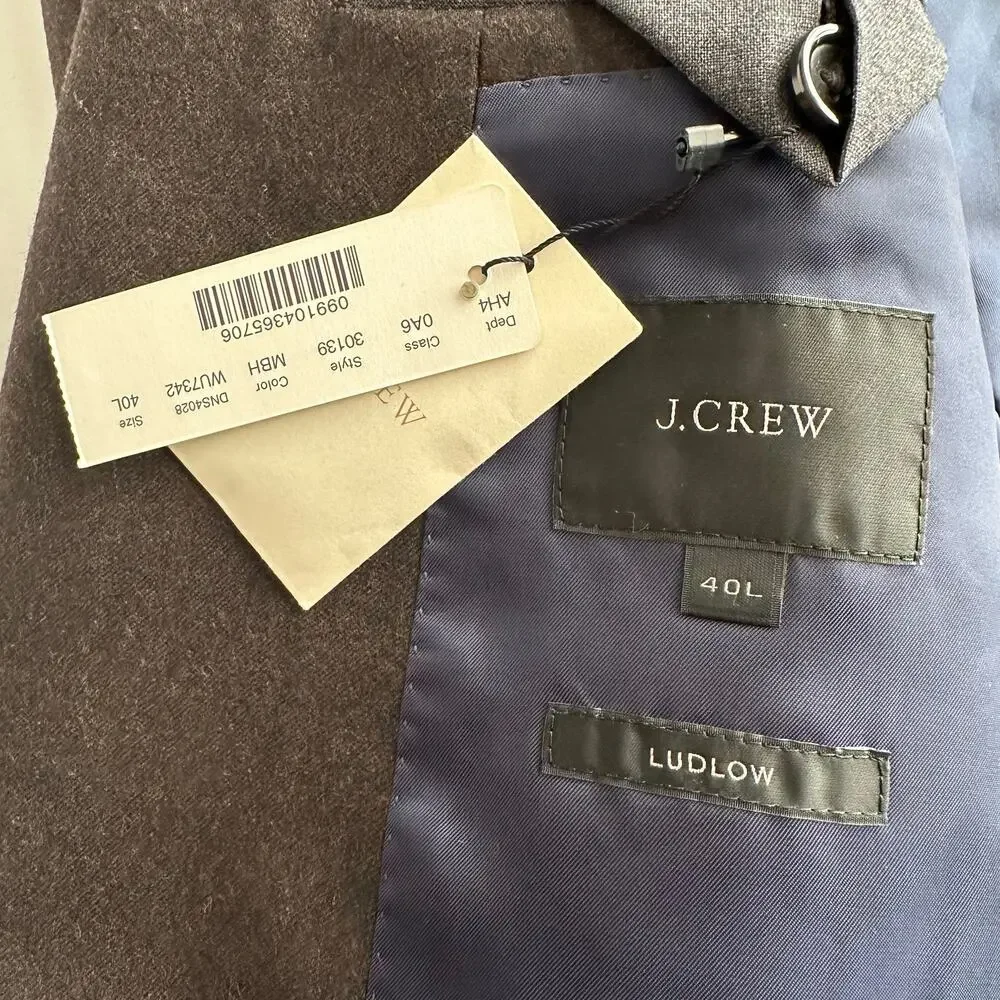 J‎ Crew NWT Ludlow 100% Italian Wool Slim Fit Heathered Navy Blazer Jacket 40 L